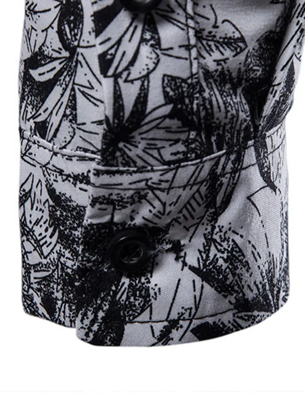 Men's Floral Print Long Sleeve Shirt