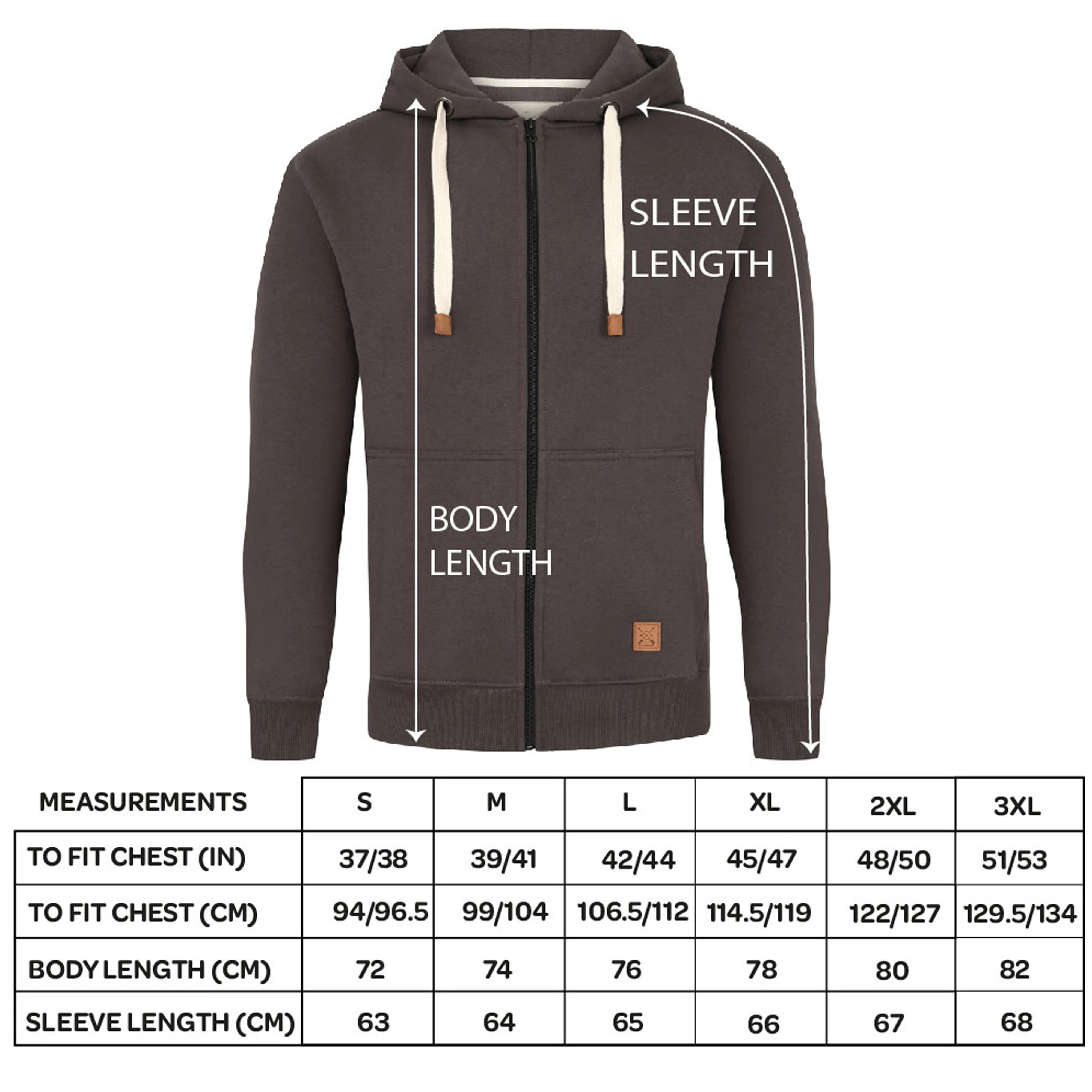 Men's Full Zip Fleece Hoodie - Black