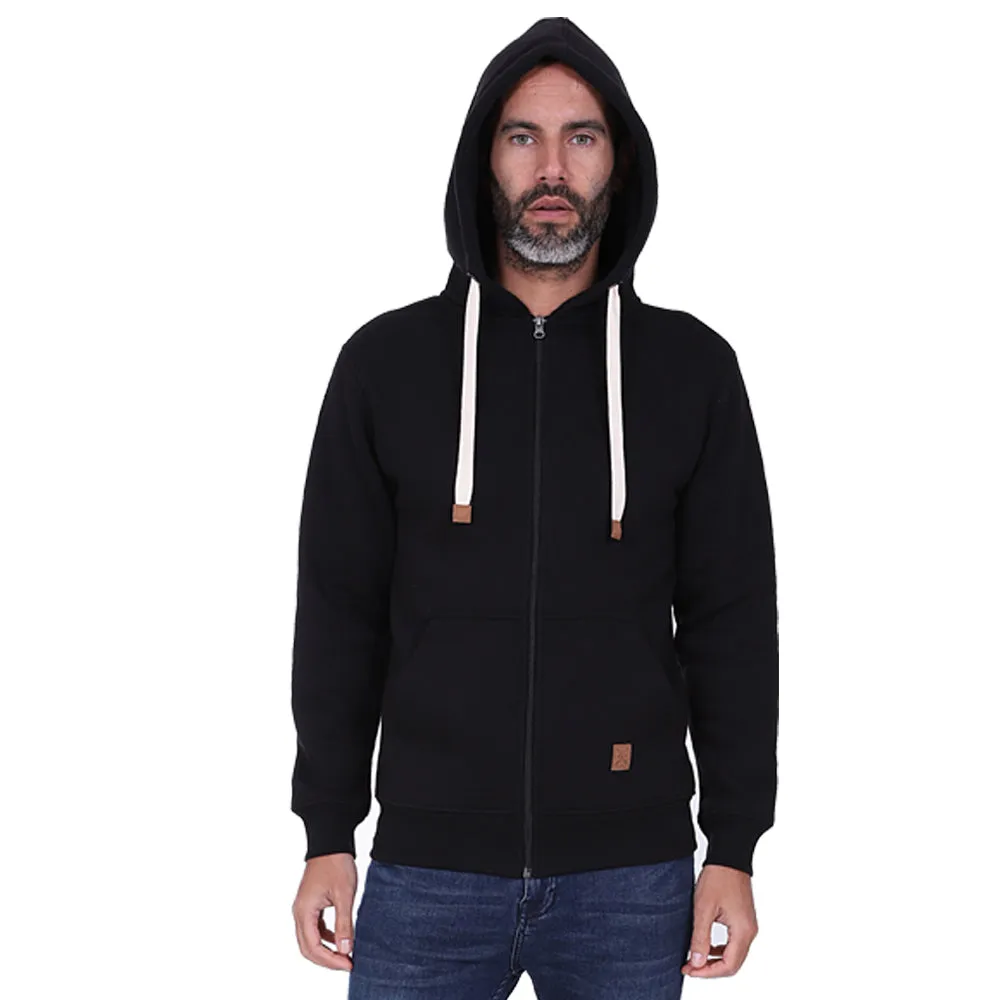 Men's Full Zip Fleece Hoodie - Black