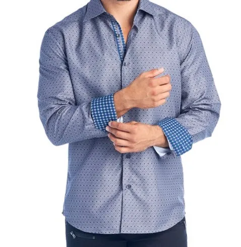 Mens Grey Diamonds Dress Shirt