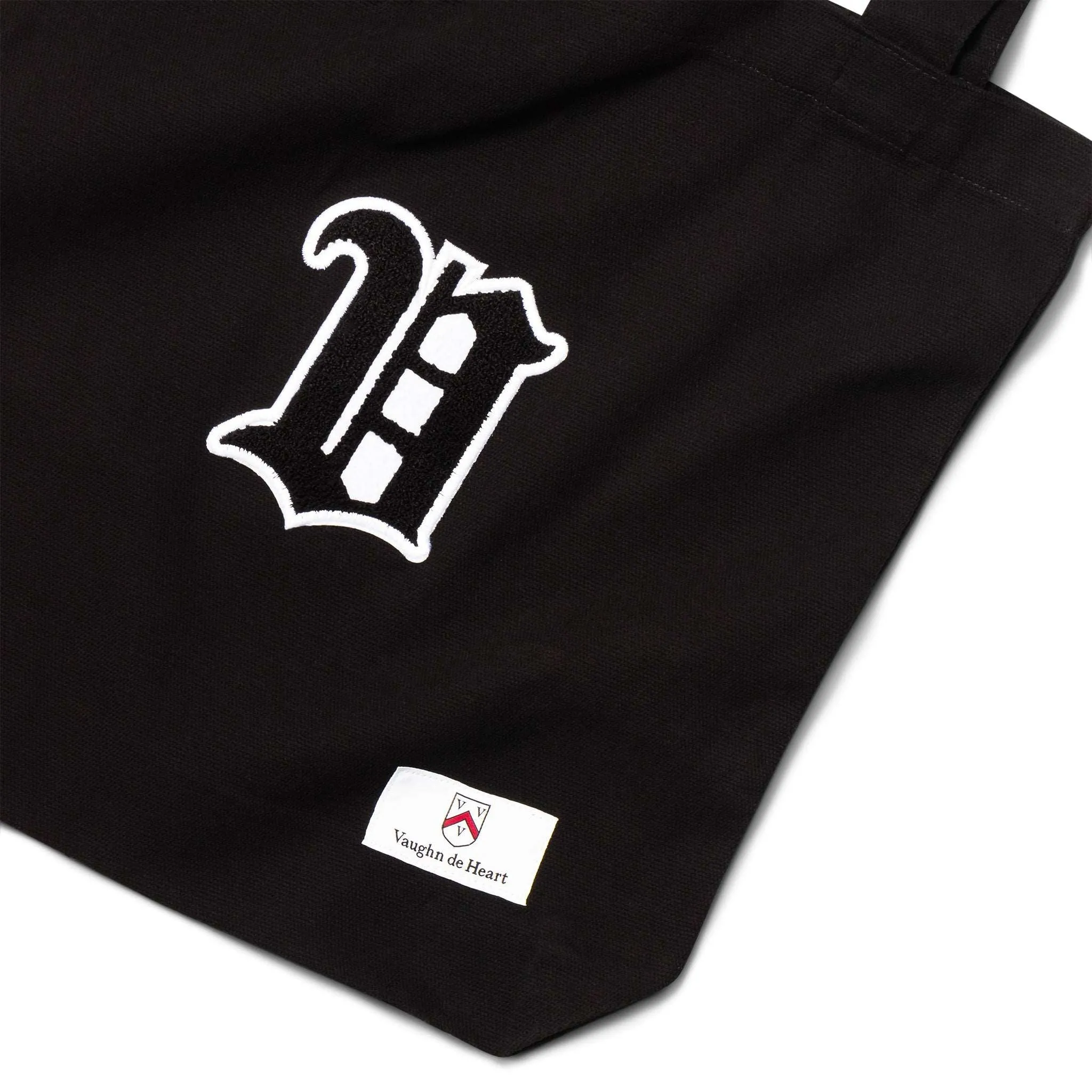 Men's - House of V - Black Varsity Chenille Patch Heavyweight Canvas Tote Bag