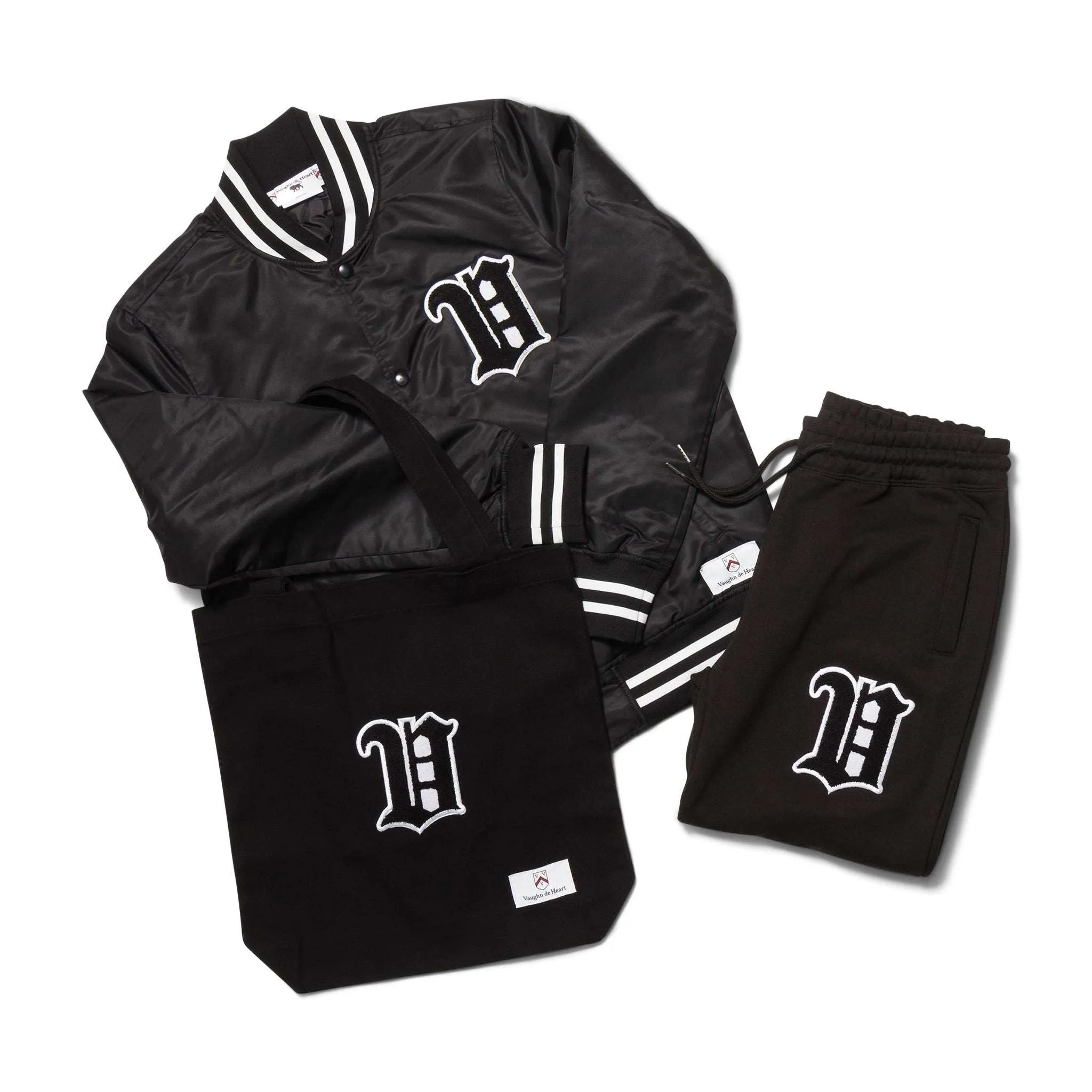 Men's - House of V - Black Varsity Chenille Patch Heavyweight Canvas Tote Bag