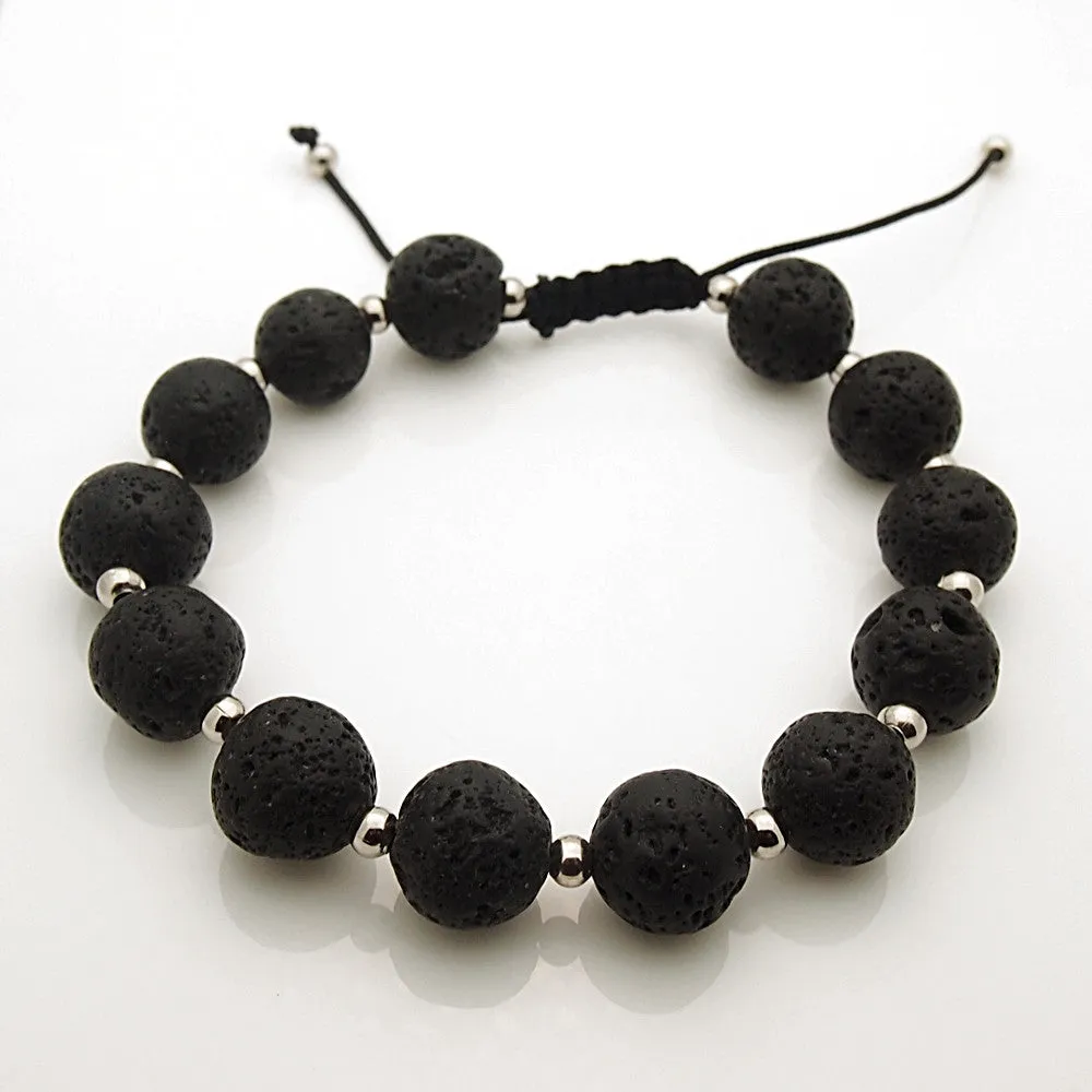 Men's Lava Bead Adjustable Bracelet