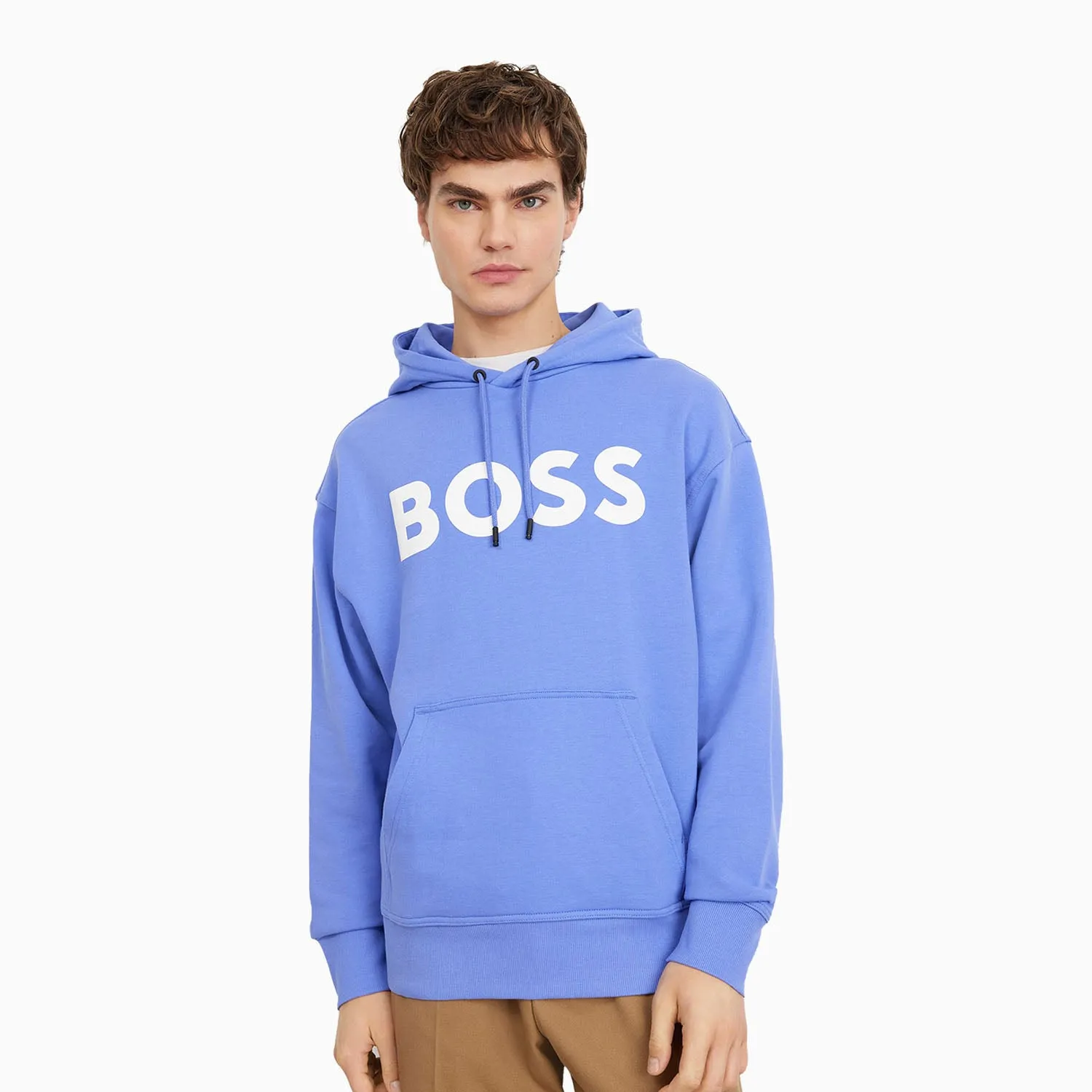 Men's Logo Print Hoodie In French Terry Cotton