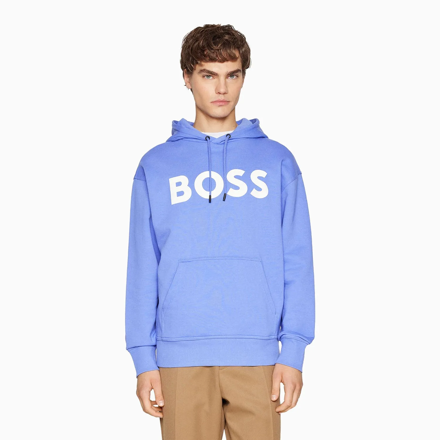 Men's Logo Print Hoodie In French Terry Cotton