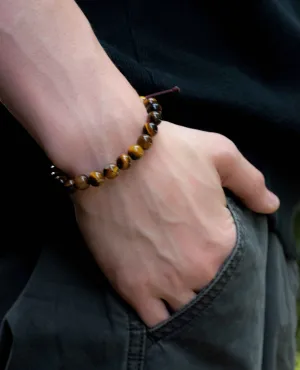 Men's Natural Tiger Eye Bracelet on Cord