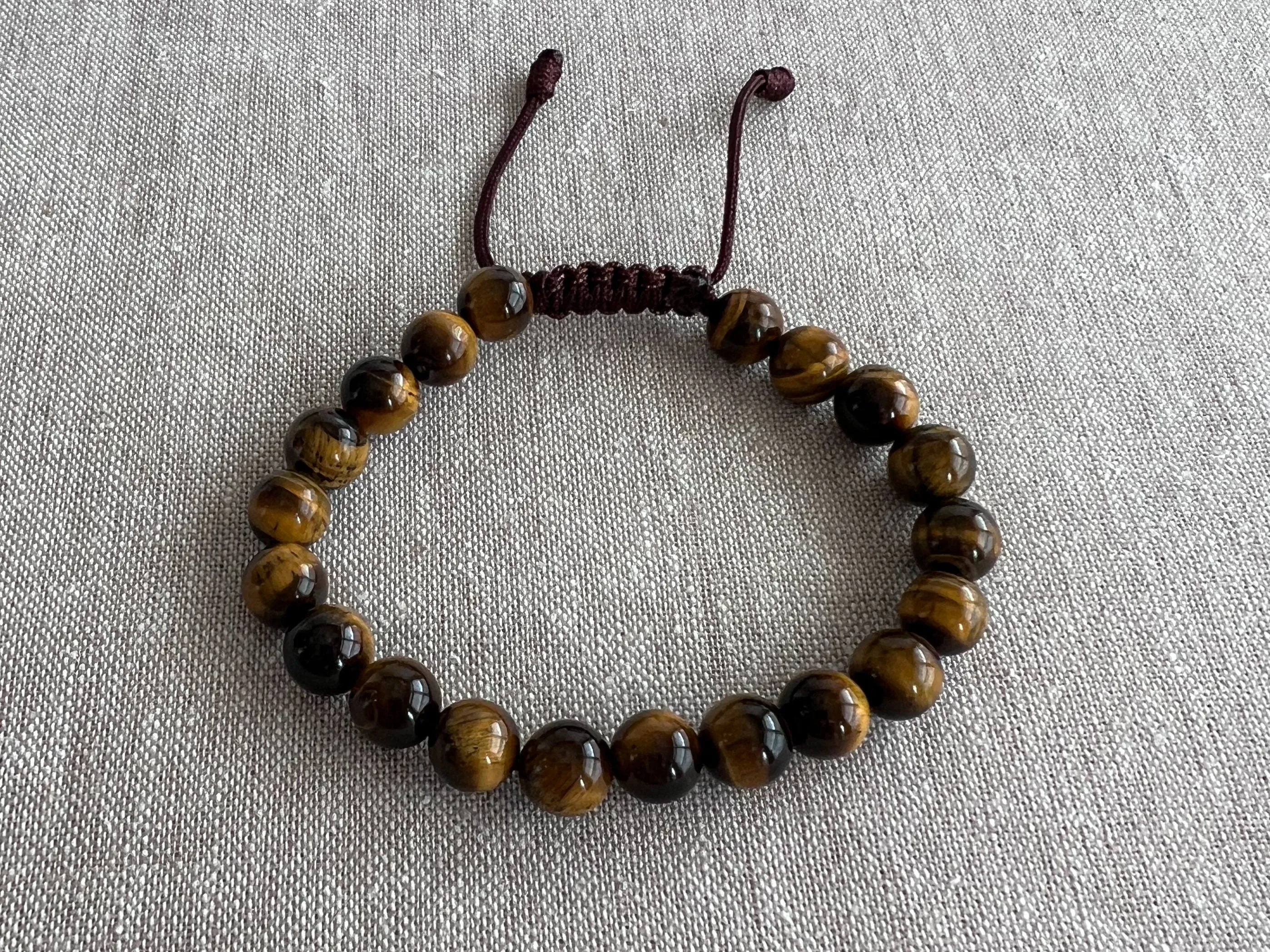 Men's Natural Tiger Eye Bracelet on Cord