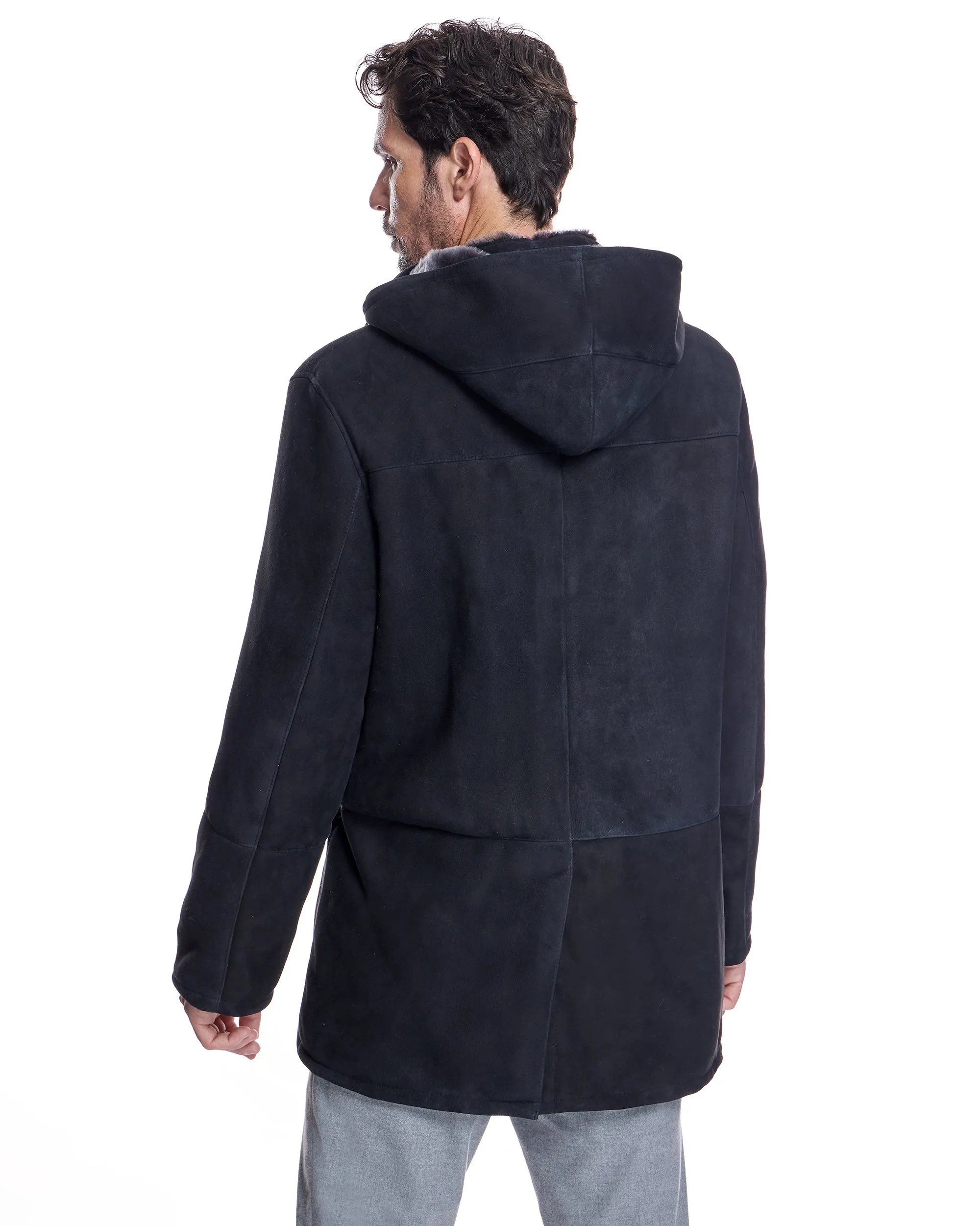 Men's Shearling Hooded Coat