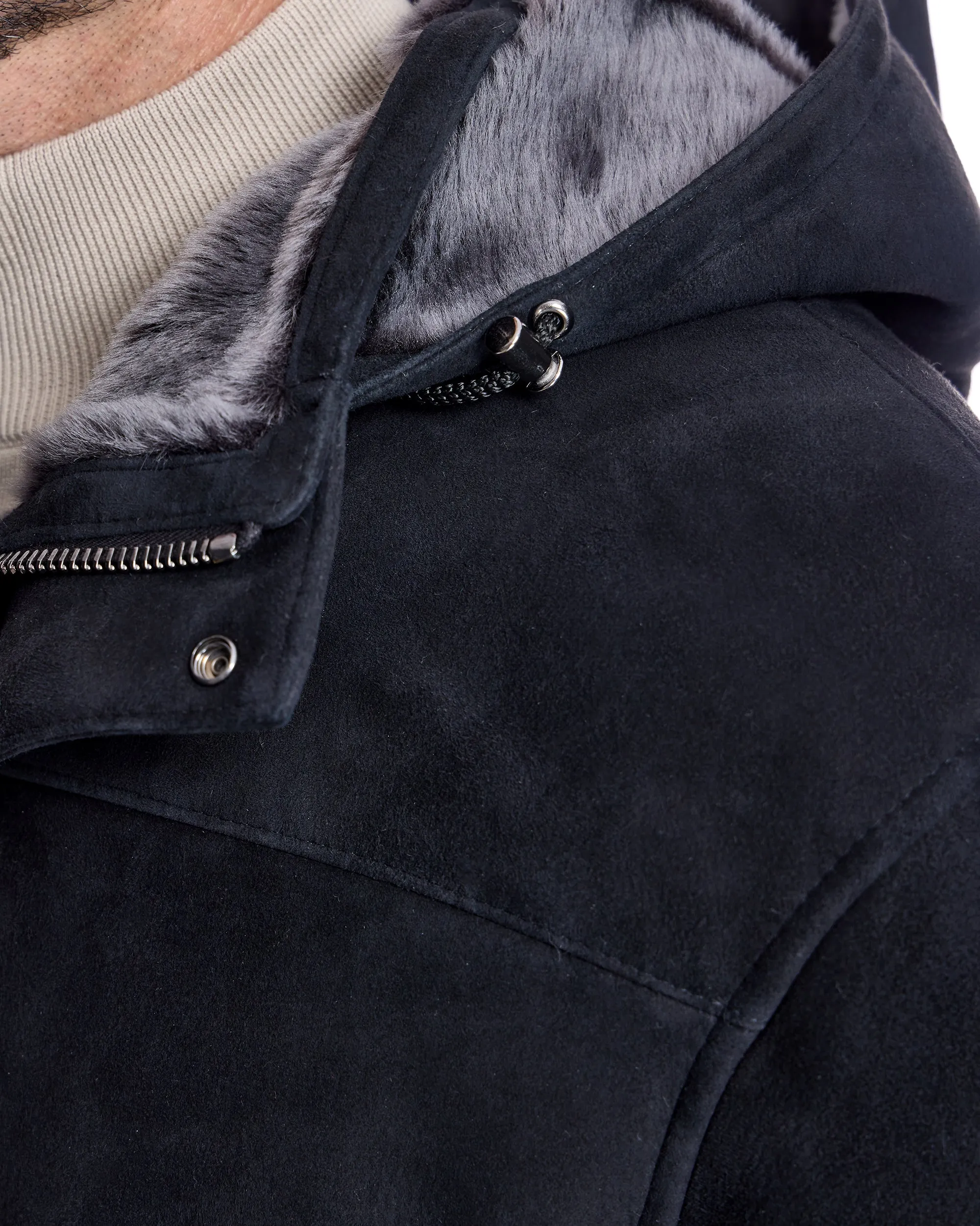 Men's Shearling Hooded Coat