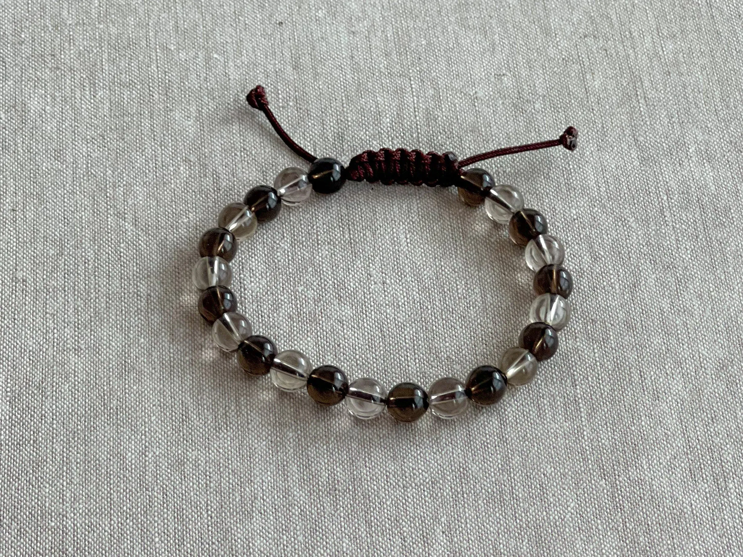 Men's Smoky Quartz Two Tone Adjustable Bracelet
