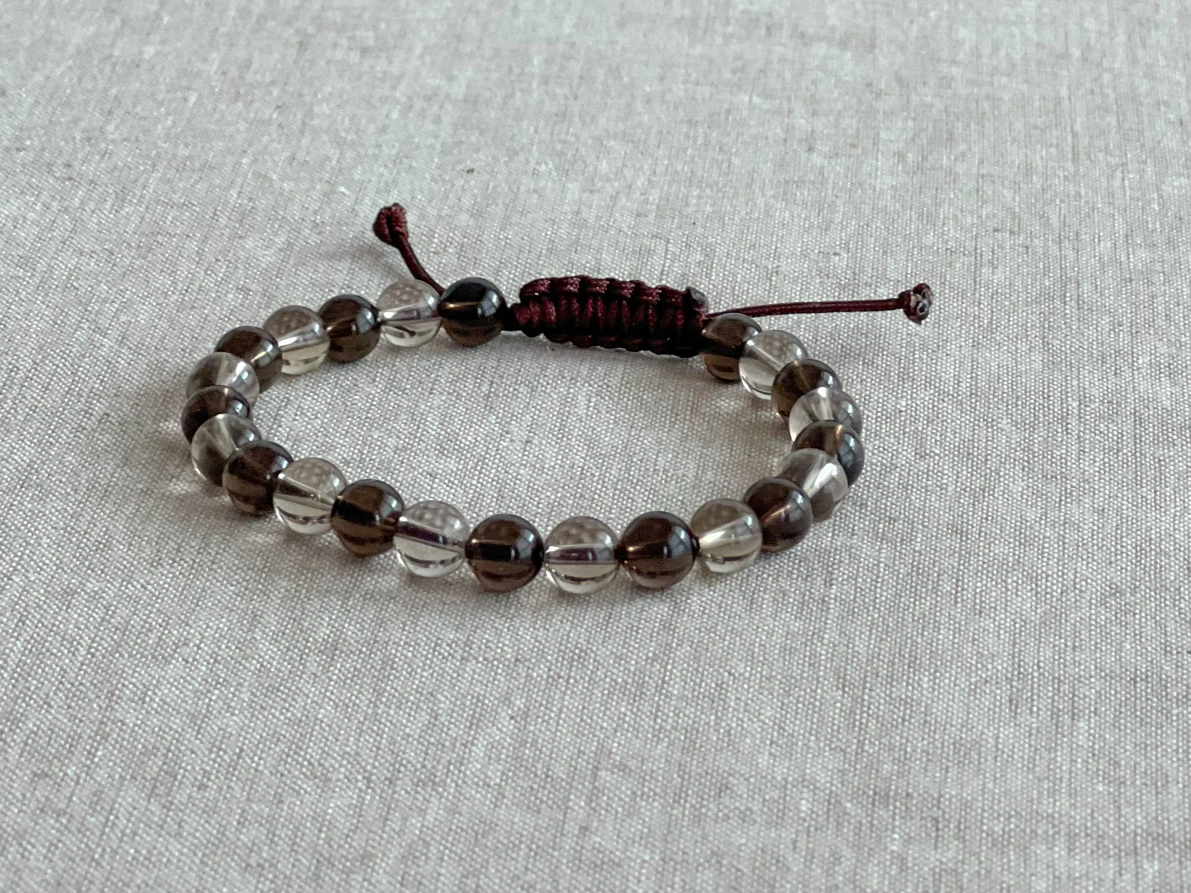 Men's Smoky Quartz Two Tone Adjustable Bracelet