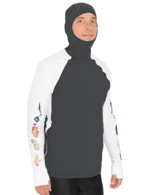 Men's Snorkel Hoodie Rash Guard - Caribbean Fish ID - Gray