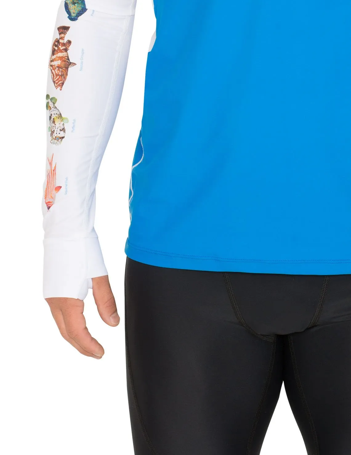 Men's Snorkel Hoodie Rash Guard - Caribbean Fish ID - Gray