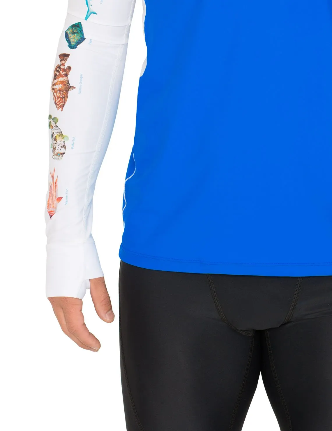 Men's Snorkel Hoodie Rash Guard - Caribbean Fish ID - Royal