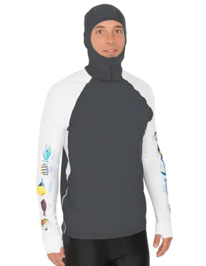 Men's Snorkel Hoodie Rash Guard - Hawaii Fish ID - Gray