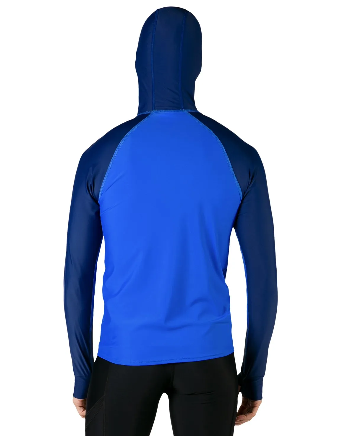 Men's  Swim Crest Rash Guard with Fitted Hoodie - Royal / Navy