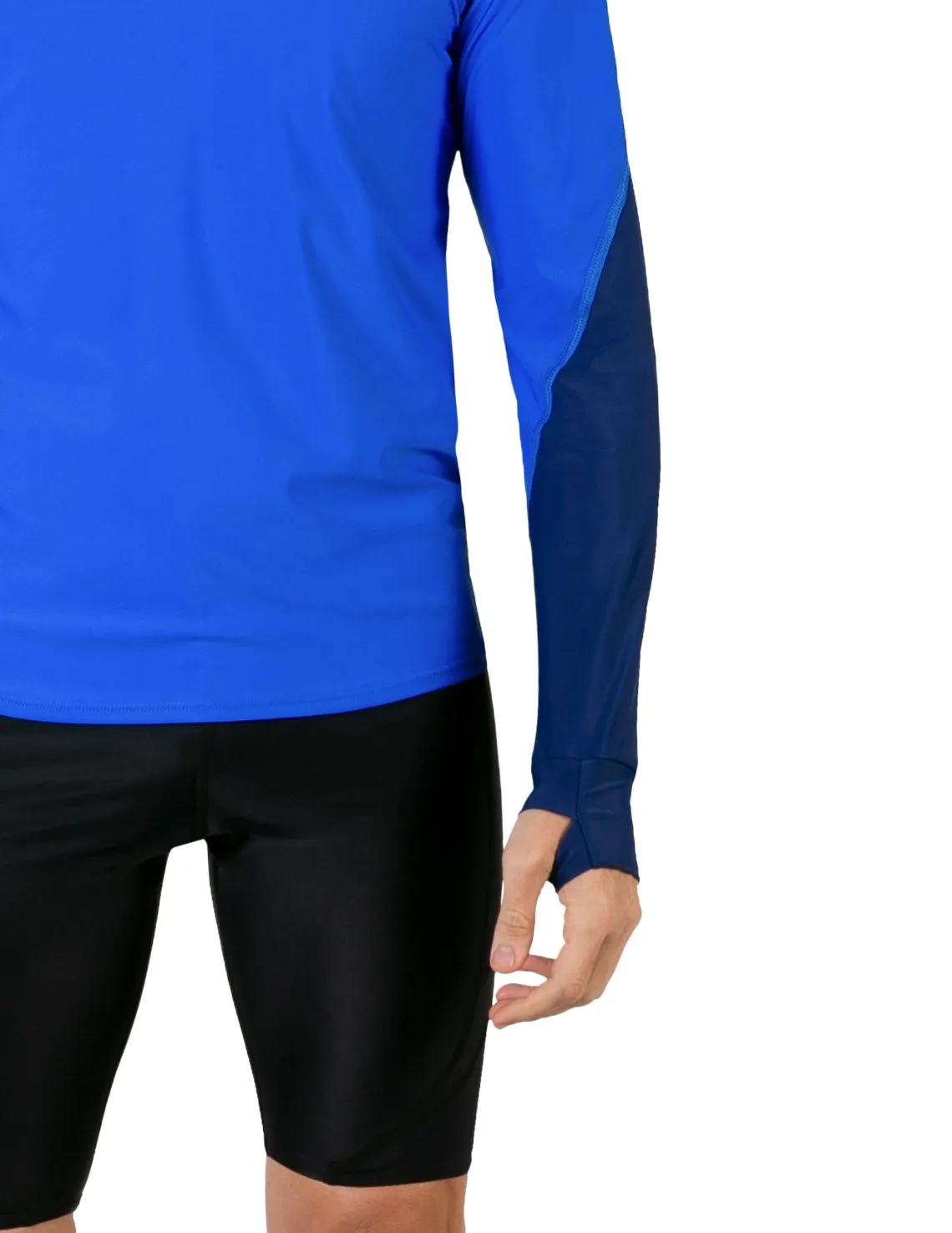 Men's  Swim Crest Rash Guard with Fitted Hoodie - Royal / Navy