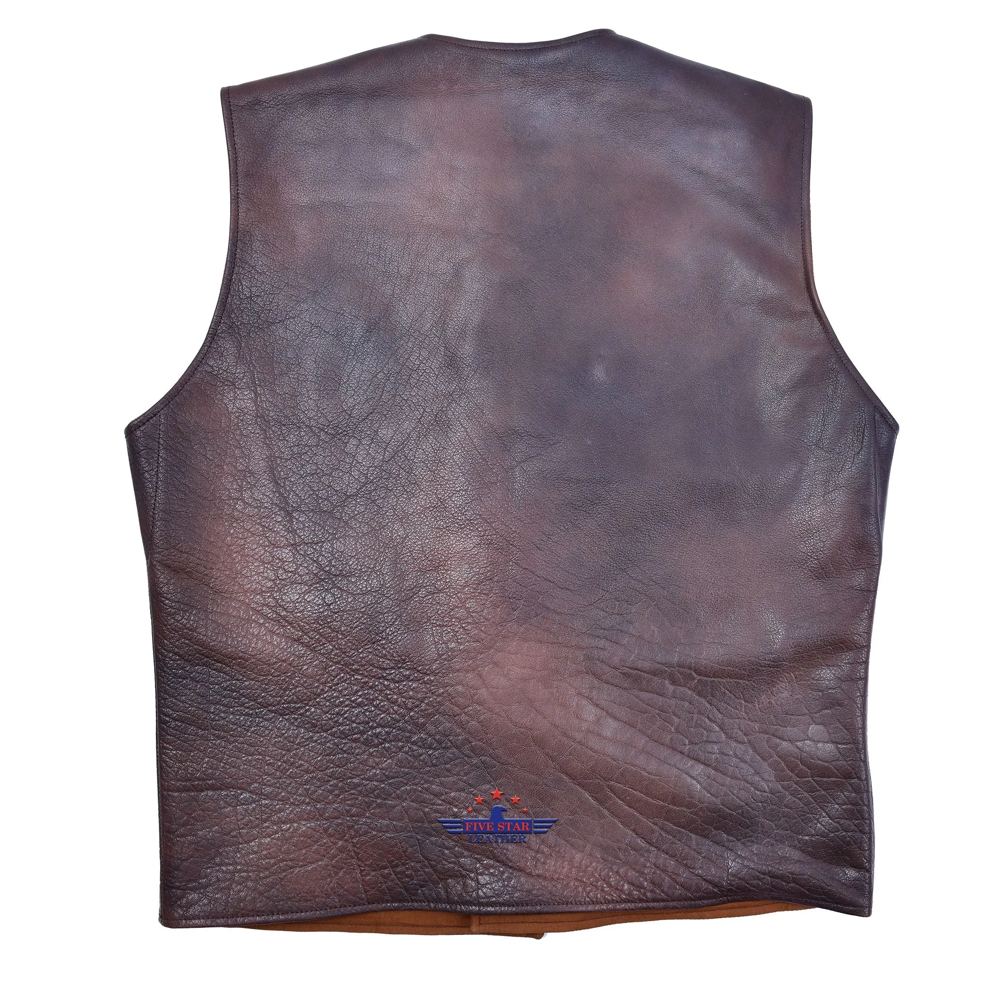 MEN'S VINTAGE DISTRESSED BROWN BUFFALO WWII BRITISH LEATHER JERKIN VEST