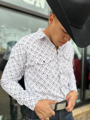 Men’s White Longhorn Print Shirt