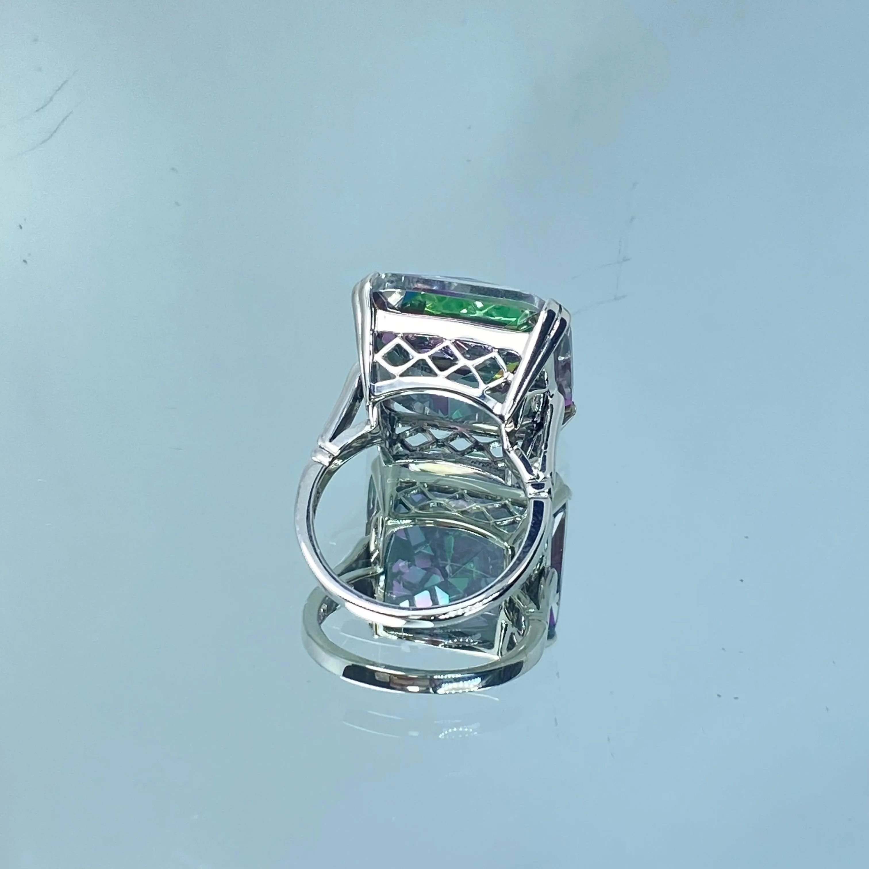Mystic Topaz Ring, Size 5, Big 20ct Huge Square Gem, Vintage Jewelry #D1 - Ready to Ship