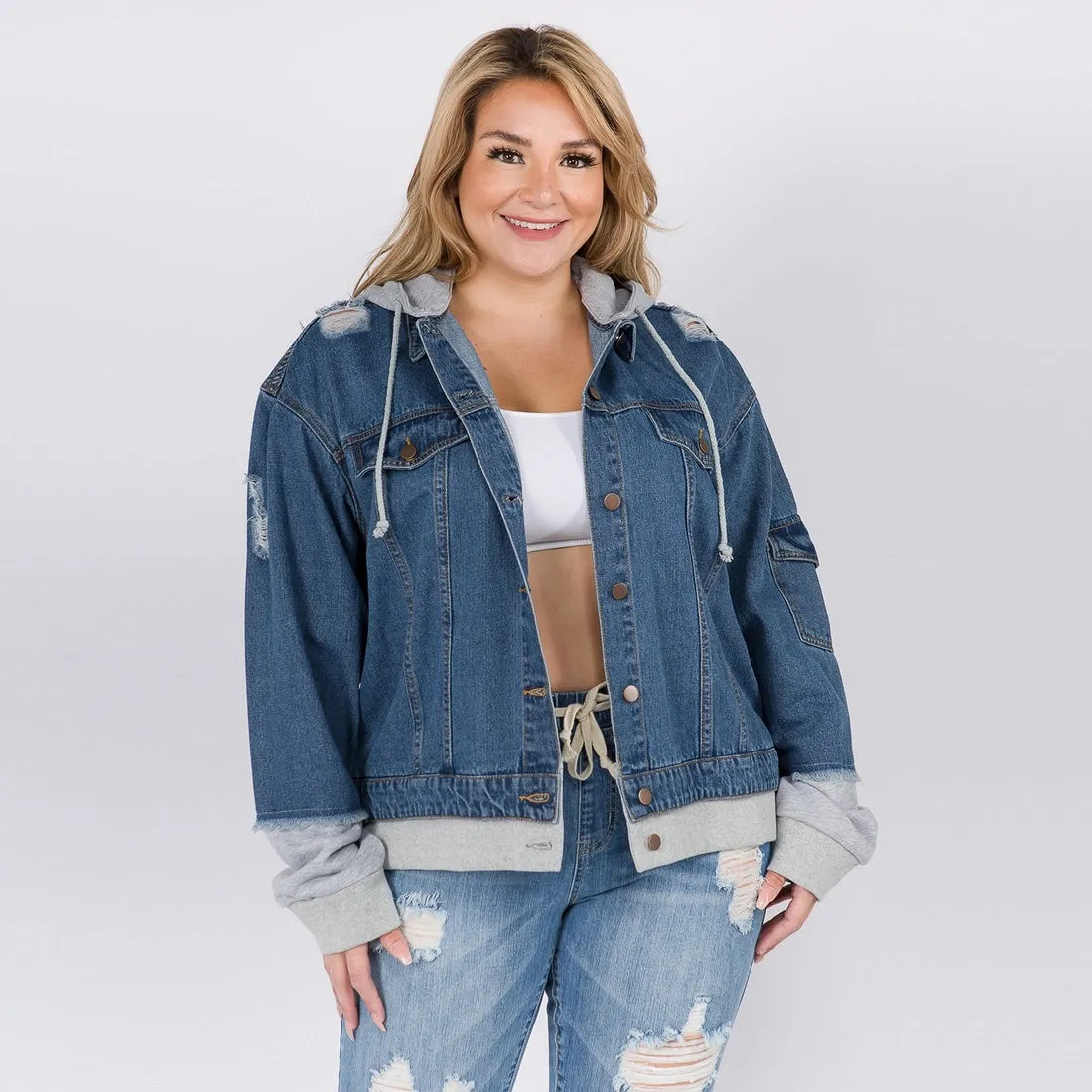 Oversized Denim Jacket w/Hoodie