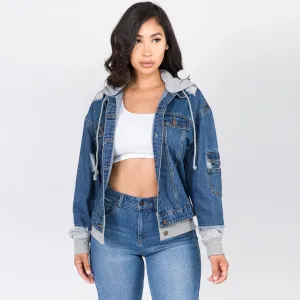 Oversized Denim Jacket w/Hoodie