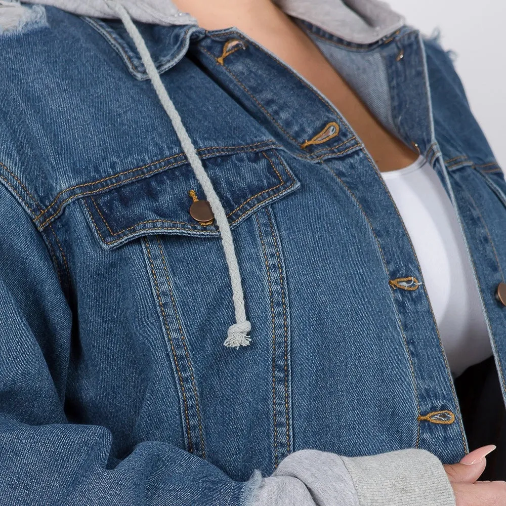 Oversized Denim Jacket w/Hoodie