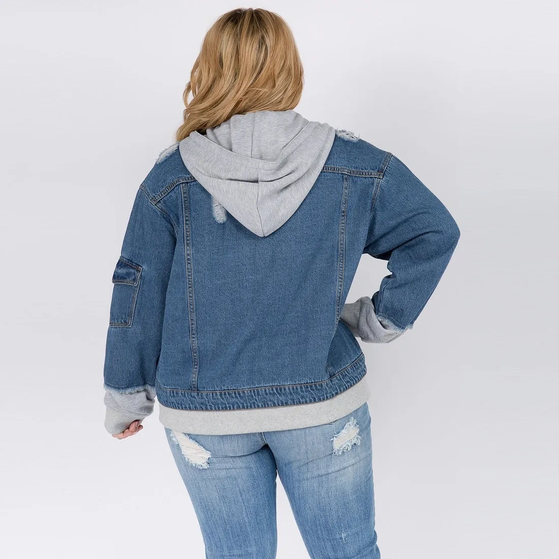 Oversized Denim Jacket w/Hoodie