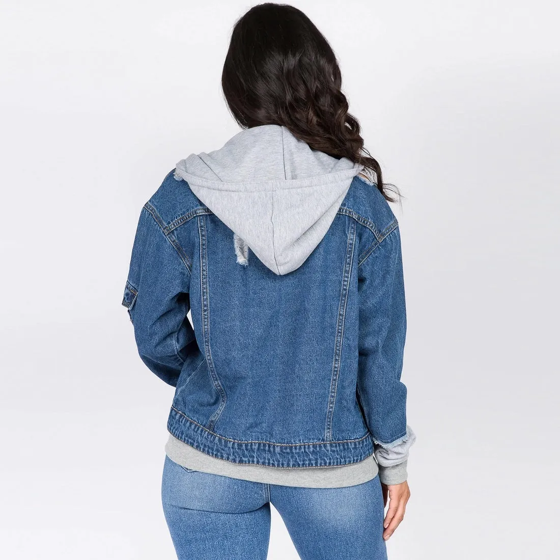 Oversized Denim Jacket w/Hoodie