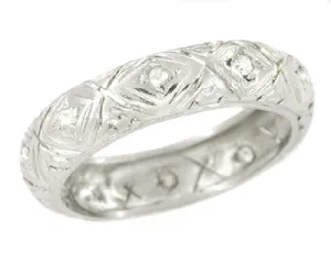 Pawcatuck Estate Art Deco Rose Cut Diamond Platinum Wedding Ring - Size 5