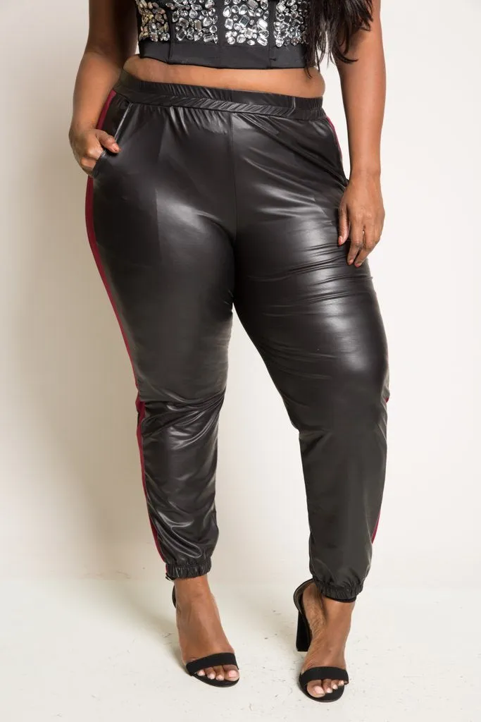 Plus Size Sleek Faux Leather Joggers