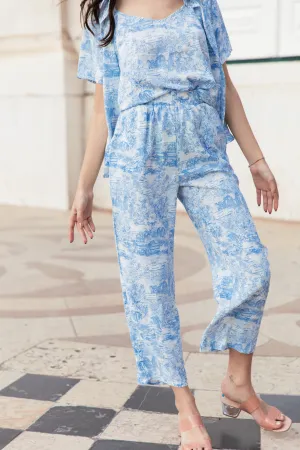 Porcelain Print Wide Leg Trousers