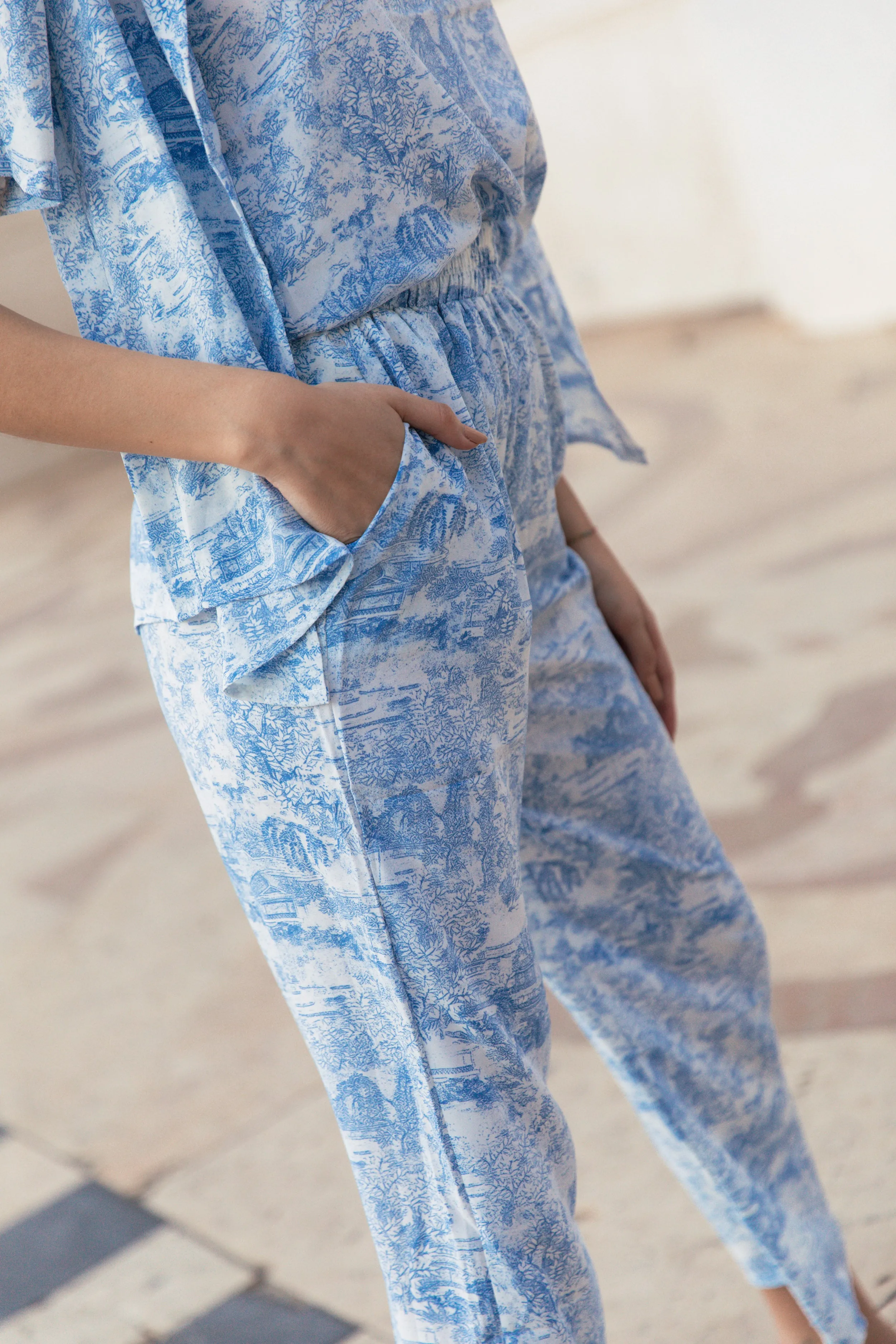 Porcelain Print Wide Leg Trousers