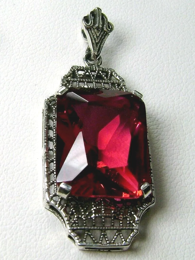 Red Ruby Pendant 1930s Art Deco Jewelry #P13 - Ready to Ship