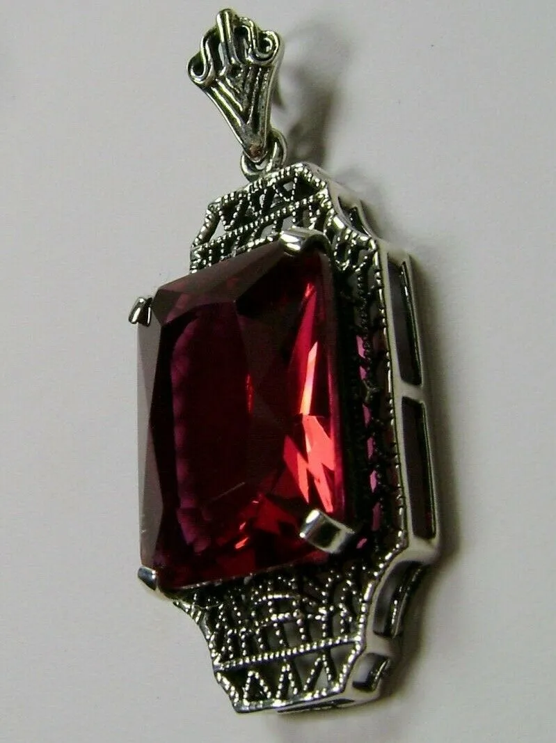 Red Ruby Pendant 1930s Art Deco Jewelry #P13 - Ready to Ship