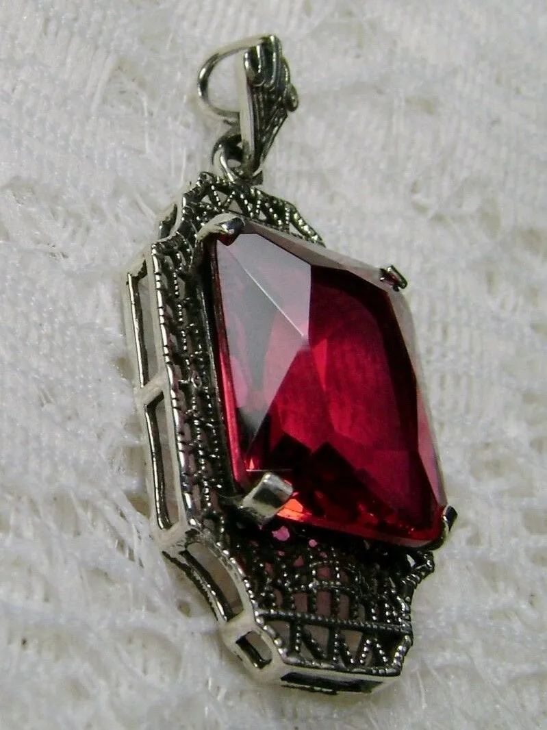 Red Ruby Pendant 1930s Art Deco Jewelry #P13 - Ready to Ship