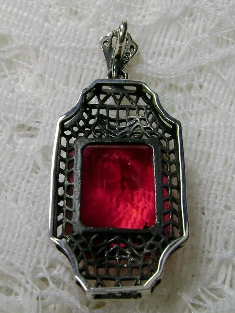 Red Ruby Pendant 1930s Art Deco Jewelry #P13 - Ready to Ship