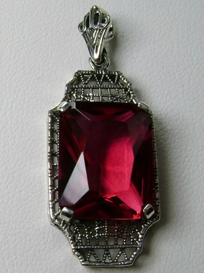 Red Ruby Pendant 1930s Art Deco Jewelry #P13 - Ready to Ship