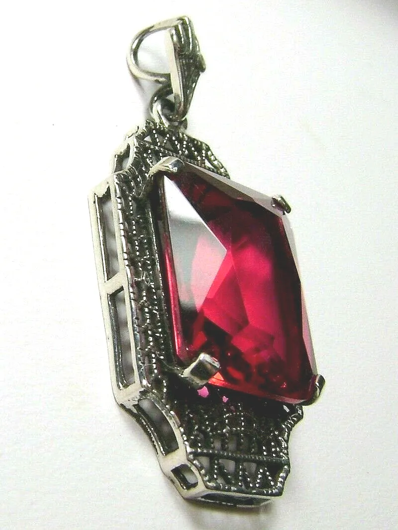Red Ruby Pendant 1930s Art Deco Jewelry #P13 - Ready to Ship