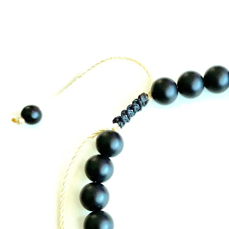Rustic Jasper Matte Black Onyx Macrame Men’s Bracelet