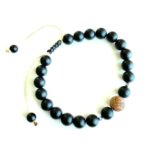 Rustic Jasper Matte Black Onyx Macrame Men’s Bracelet