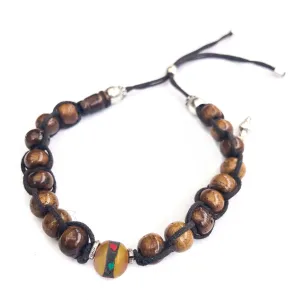 Sheesham Wood Tibetan Macrame Adjustable Bracelet