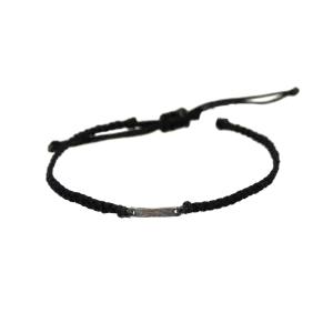 Silver Bar Black Macrame Bracelet