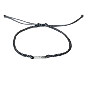 Silver Bar Grey Macrame Bracelet