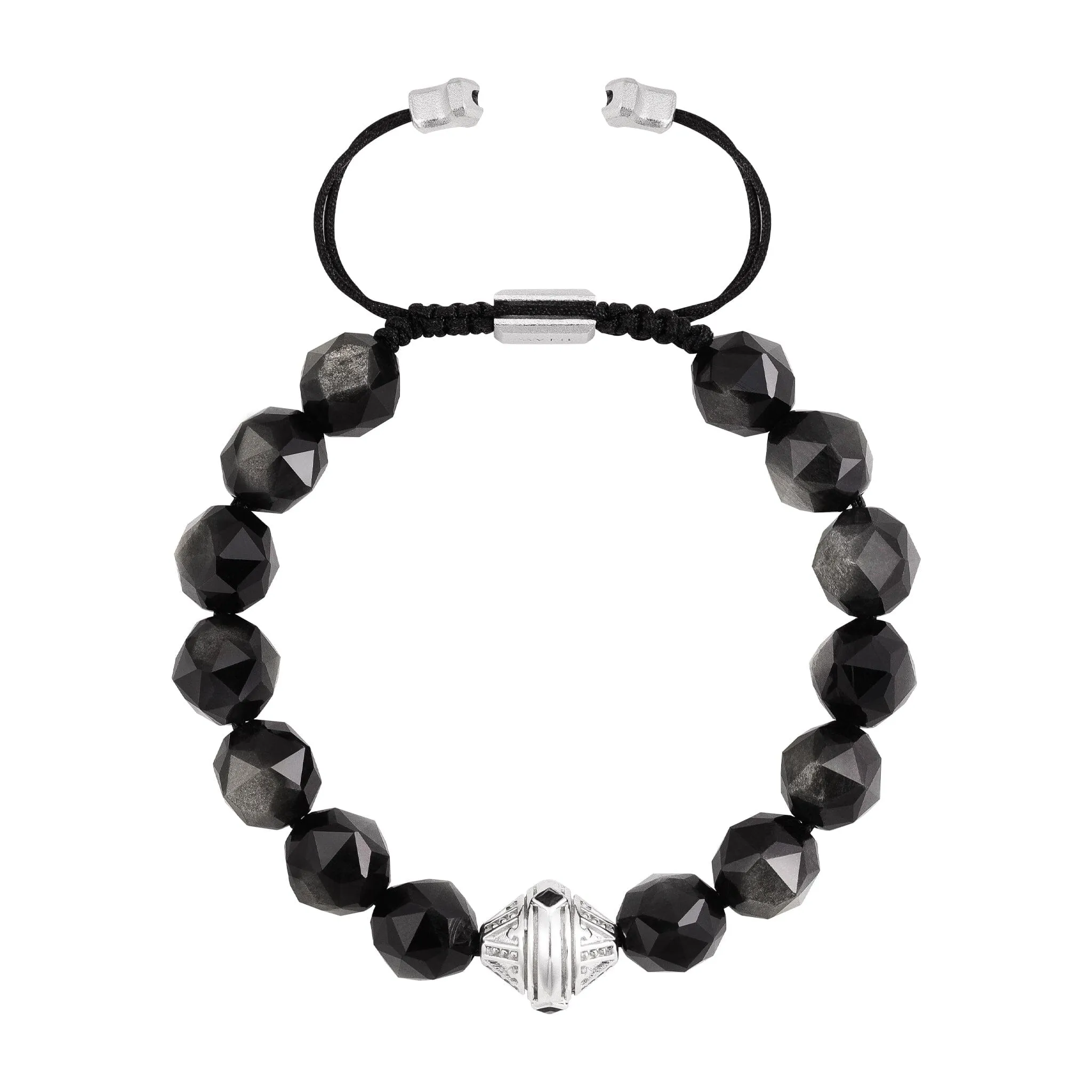 Silver Obsidian Beacon Macrame Bracelet