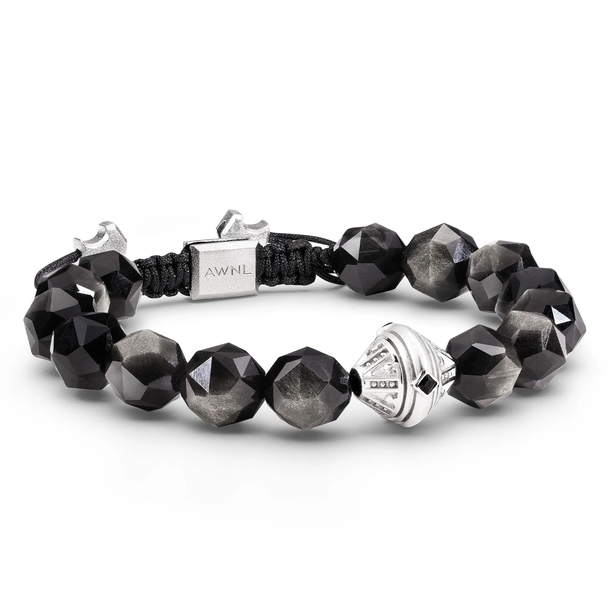 Silver Obsidian Beacon Macrame Bracelet