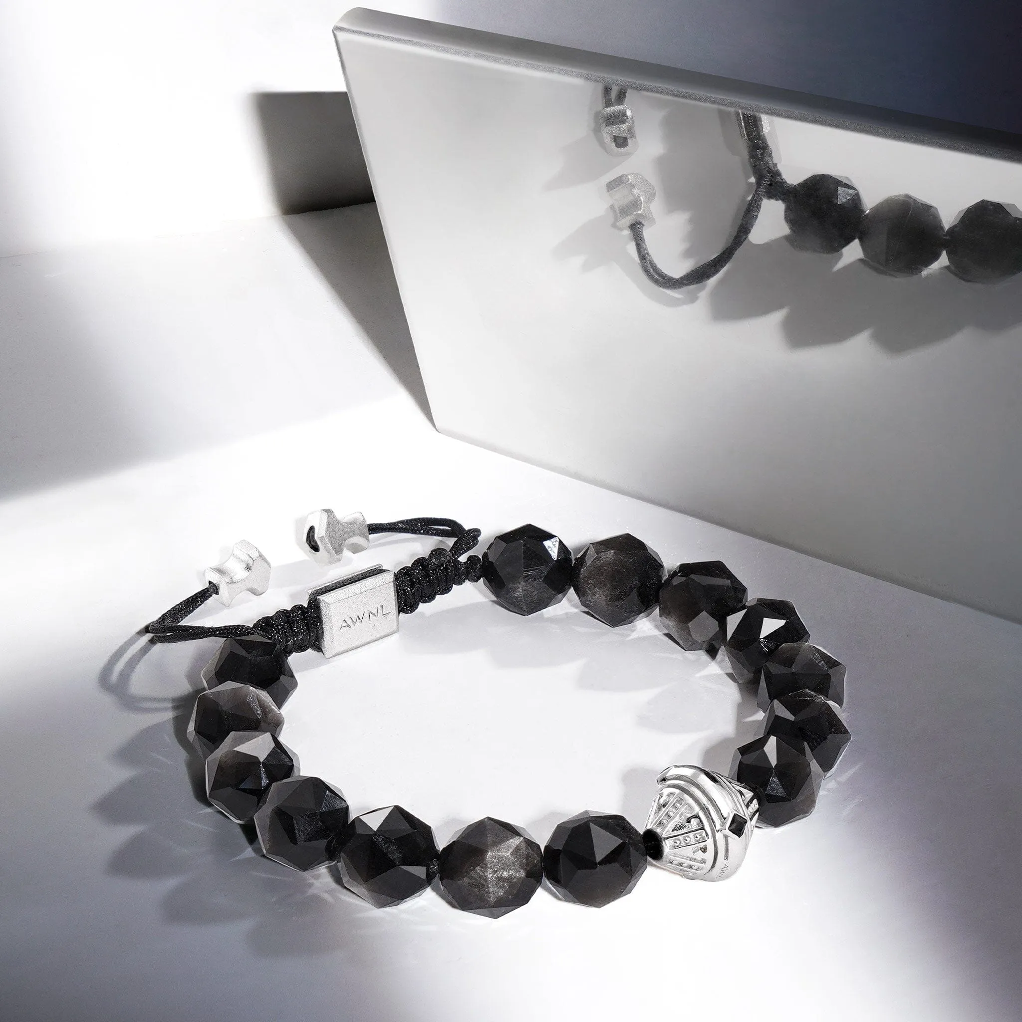 Silver Obsidian Beacon Macrame Bracelet