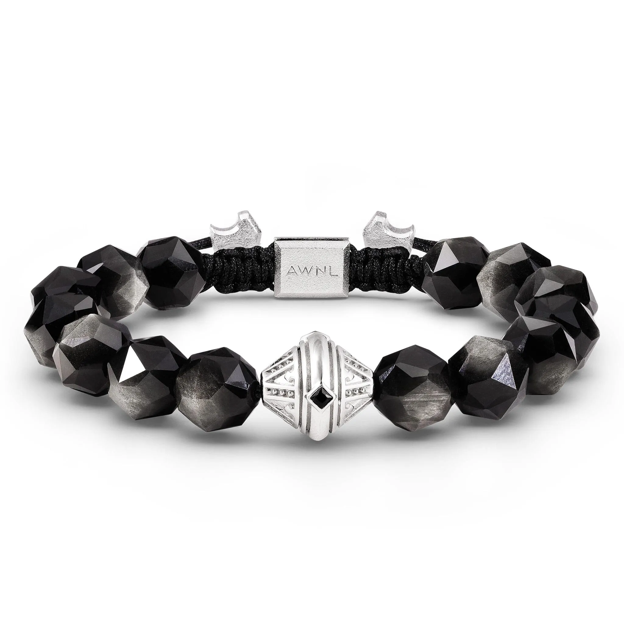 Silver Obsidian Beacon Macrame Bracelet