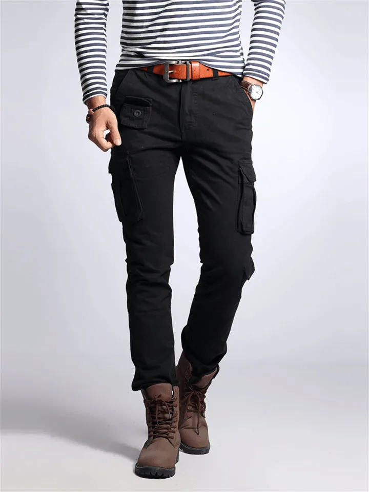 Solid Color & Camouflage Print Hard-Wearing Cargo Pants for Men
