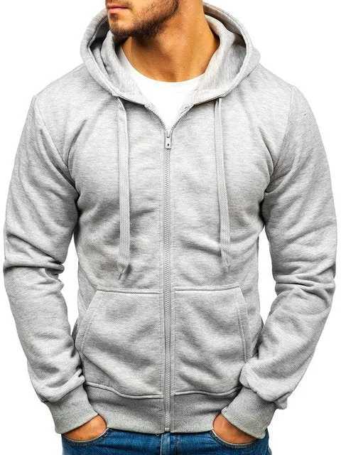 Solid Color Cardigan Men's Fashion Hoodie